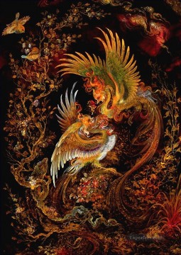 花 鳥 Painting - フェニックス ペルシャ ミニチュア 鳥